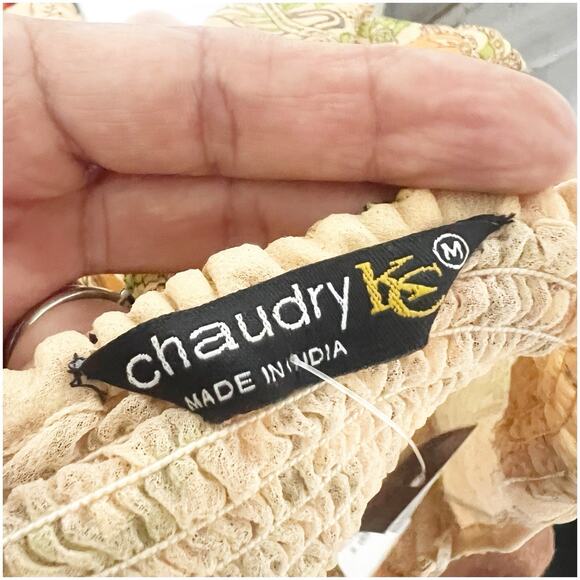 Chaudry KC Raga Fairy Whimsical Dress Sz Medium Asymmetrical Hem Peach Chiffon - Picture 12 of 15